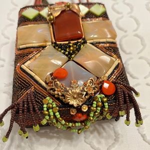 Mary Frances Chocolate Bronze Beaded Shoulder Bag